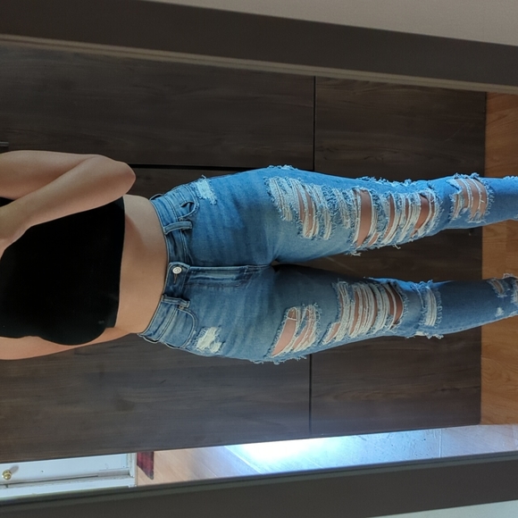 American Eagle Outfitters Denim - Super distressed high waisted mom jeans